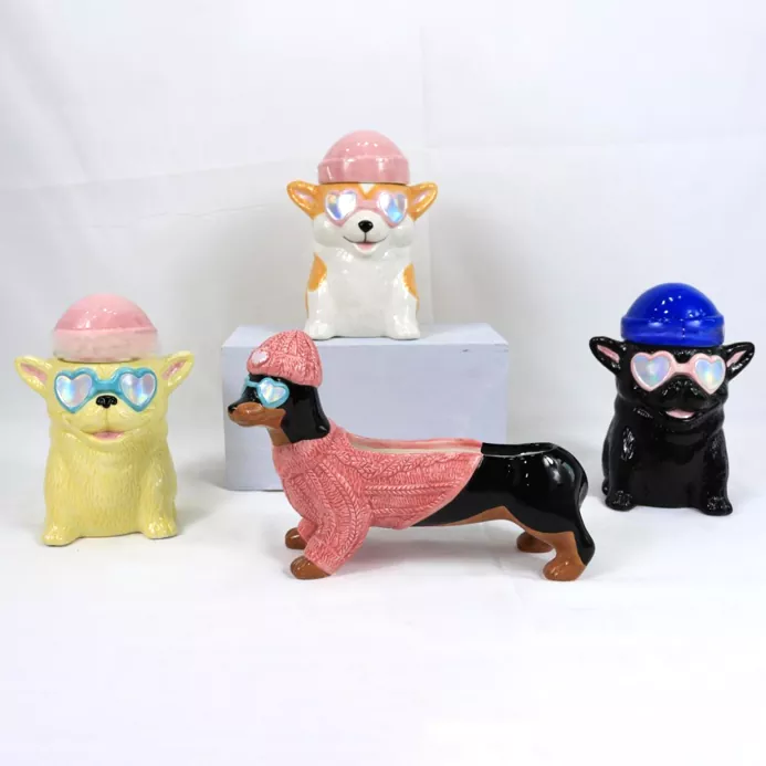 Supporto per candele in ceramica animale