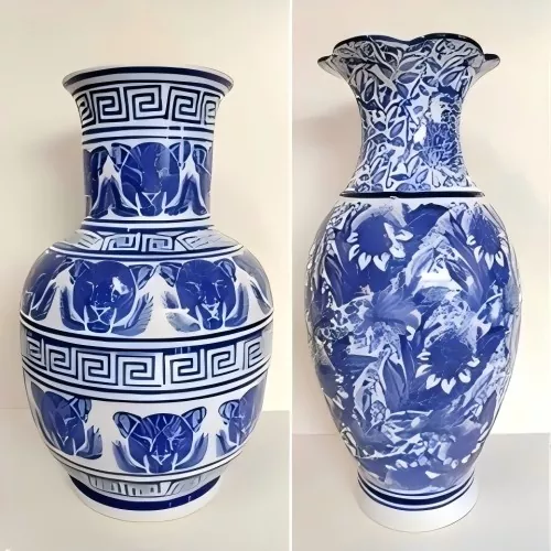 Vaso di porcellana blu e bianco