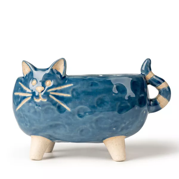 Portacandele in ceramica a forma di gatto