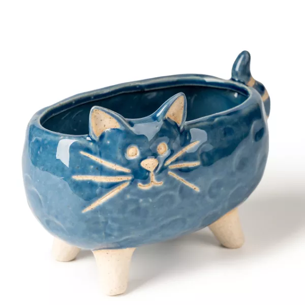Portacandele in ceramica a forma di gatto