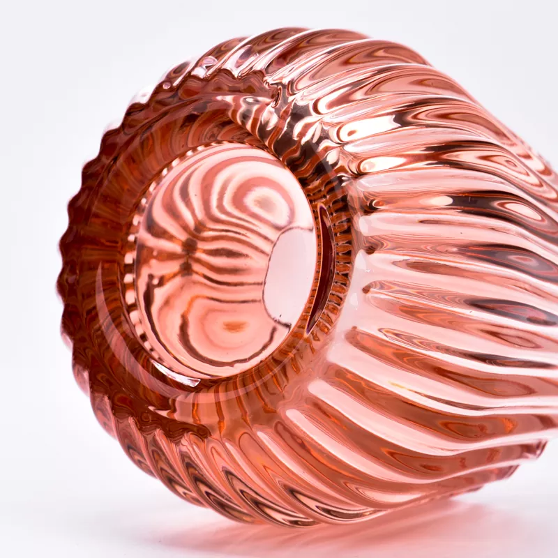 Portacandele in vetro a righe colorate