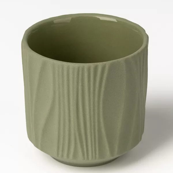 Portacandele in ceramica con motivo verticale opaco a quattro colori