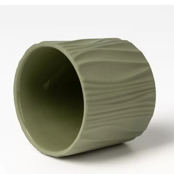 Portacandele in ceramica con motivo verticale opaco a quattro colori