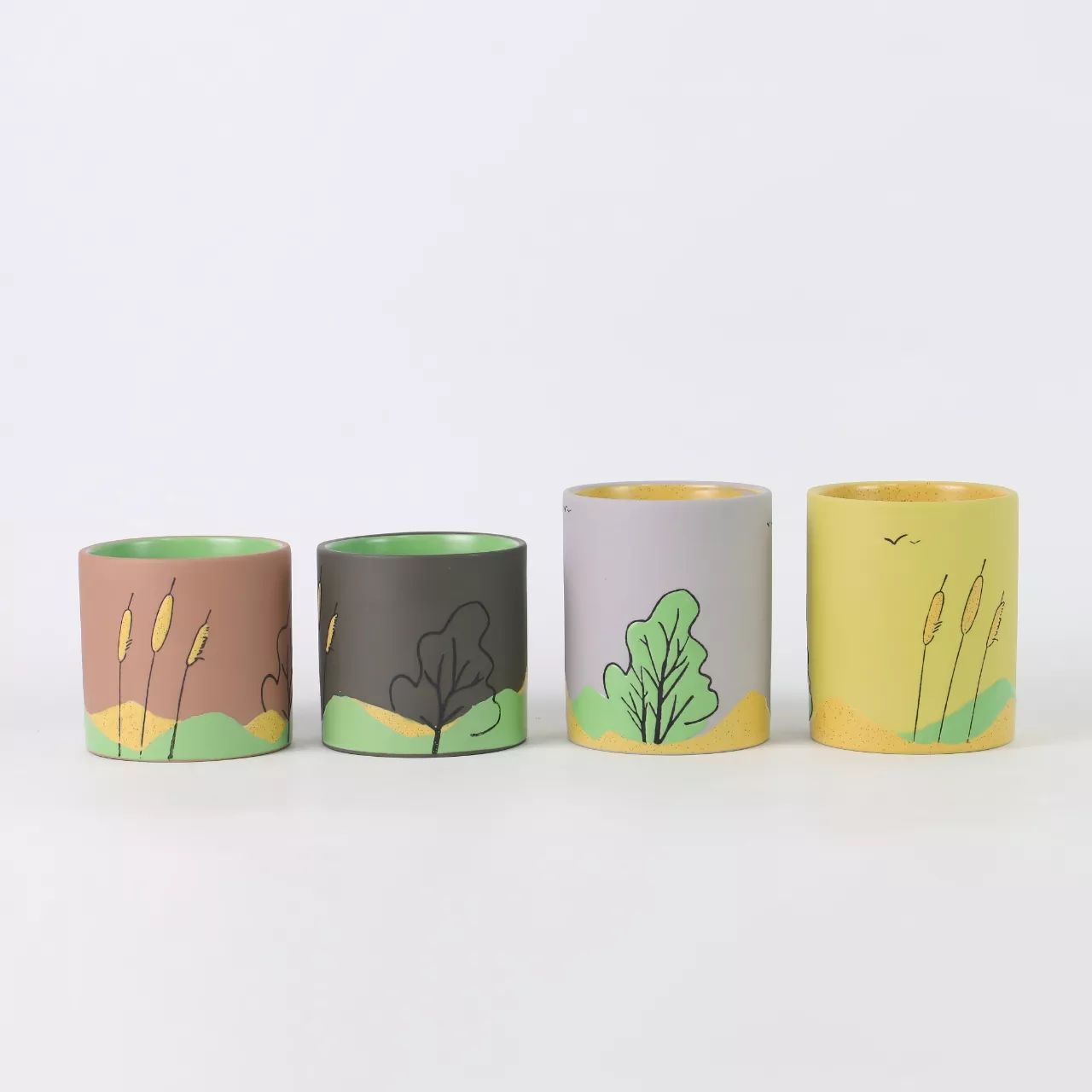 Portacandele in ceramica selvatica di montagna delle quattro stagioni