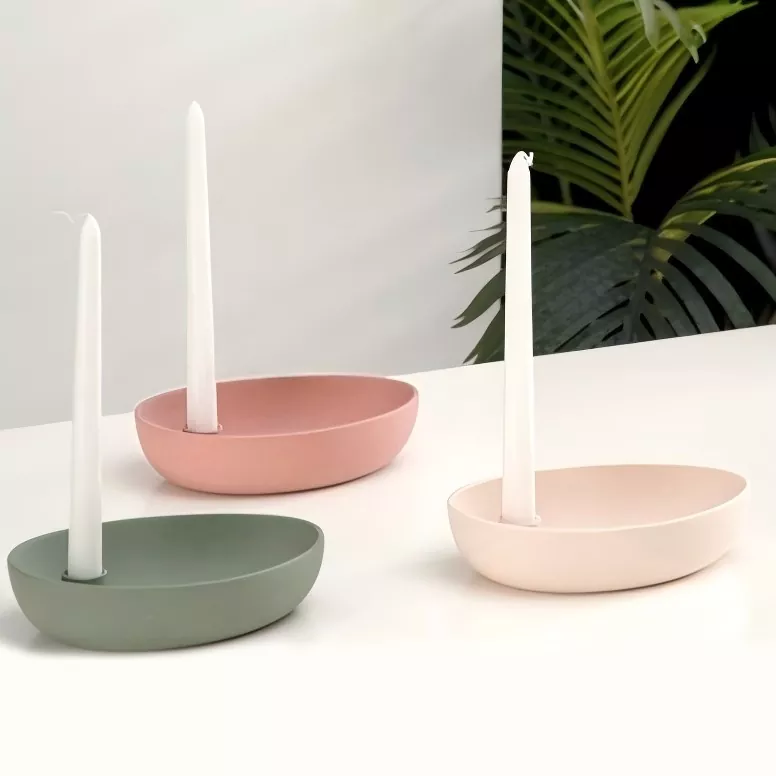 Portacandele moderno ovale in ceramica Portacandele moderno ovale in ceramica
