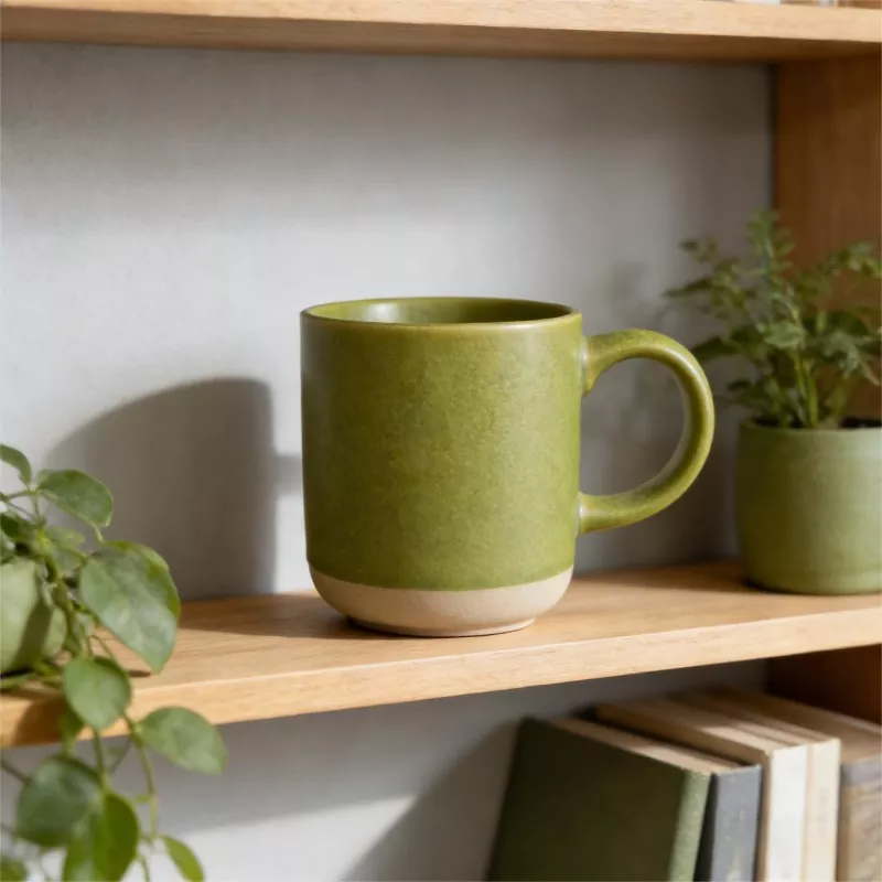 Tazza verde da viaggio in ceramica semplice e moderna